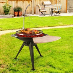 Delion Galgen-Schwenkgrill Feuerschale Ø80cm Hochfuß Seilzug Edelstahl -Gartenmöbel 10028487 yy 0003 logo