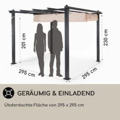 Pantheon Pergola Vordach 3x3m Aluminium Sonnendach Polyester -Gartenmöbel 10029627 DE 0004 usp