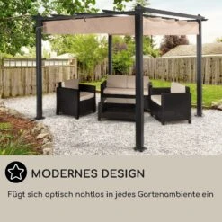 Pantheon Pergola Vordach 3x3m Aluminium Sonnendach Polyester -Gartenmöbel 10029627 DE 0006 usp