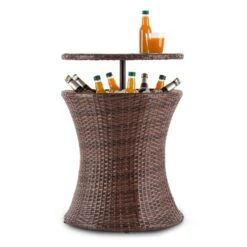 Beerboy Gartentisch Getränkekühler Ø50cm Polyrattan Bicolor Braun -Gartenmöbel 10029628 yy 0005 front Blumfeldt Beerboy Gartentisch Polyrattan Kuehler
