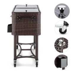 Springbreak Getränkewagen Kühlbox Terrassenkühlwagen 80l Rattandekor -Gartenmöbel 10029648 yy 0003 logo