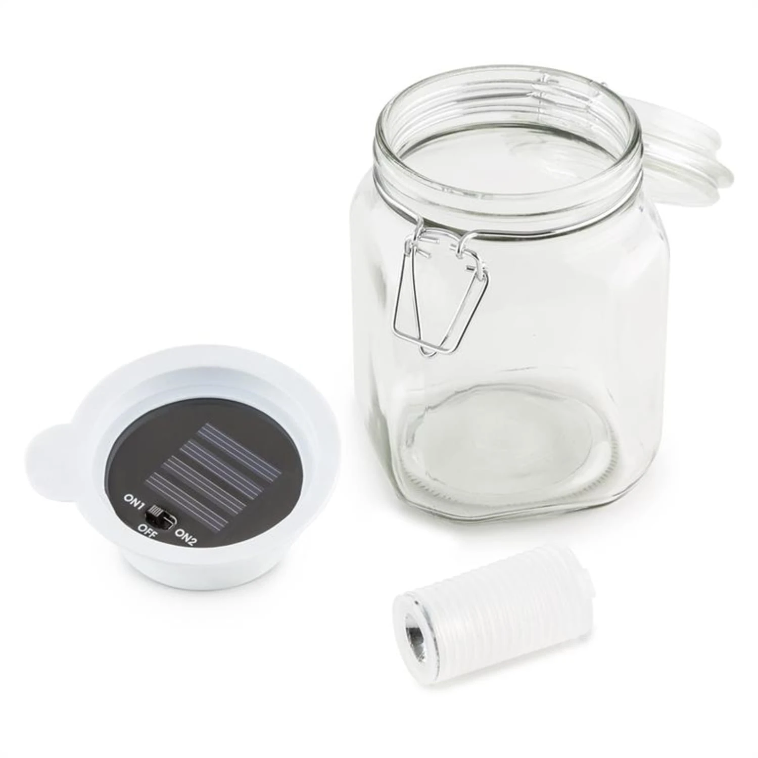 Wetterfrosch LED-Stimmungslicht Gelb/blau Einweckglas Solar Akku 3 Wetterfrosch LED-Stimmungslicht Gelb/blau Einweckglas Solar Akku – Bild 3