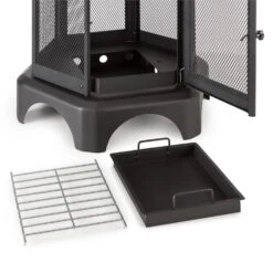 Mandala Gartenkamin Feuerstelle Thermolack Inkl. Schürhaken -Gartenmöbel 10030147 yy 0005 detail Fire Basket black