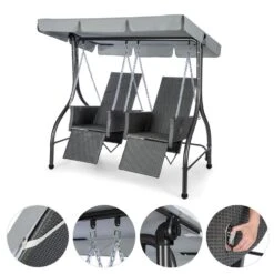 Concordia Hollywoodschaukel Gartenschaukel 185 Cm 2 Sitze Sonnendach -Gartenmöbel 10030566 yy 0006 detail Blumfeldt Concordia Hollywoodschaukel