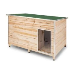 Schloss Wuff Hundehütte Größe XL 110x160x100cm Isoliert Windfang Holz -Gartenmöbel 10030670 yy 0007 front oneConcept Schloss Wuff Hundehuette 110x160x100 cm