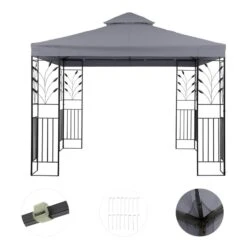 Odeon Grey Pavillon Partyzelt Festzelt 3x3m Stahl Polyester Dunkelgrau -Gartenmöbel 10030686 yy 0003 detail Blumfeldt Odeon Grey Pavillon Partyzelt dunkelgrau
