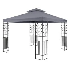 Odeon Grey Pavillon Partyzelt Festzelt 3x3m Stahl Polyester Dunkelgrau -Gartenmöbel 10030686 yy 0006 front Blumfeldt Odeon Grey Pavillon Partyzelt dunkelgrau