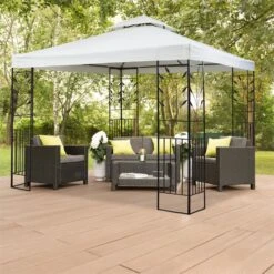 Odeon Beige Pavillon Partyzelt Festzelt 3x3m Stahl Polyester Hellbeige -Gartenmöbel 10030687 yy 0005 ambient Blumfeldt Odeon Beige Pavillon Partyzelt hellbeige