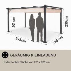 Pantheon 3x4 Pergola Vordach 3x4m Aluminium Sonnendach Polyester -Gartenmöbel 10030937 DE 0004 usp