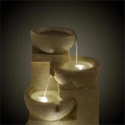 Korinth Zierbrunnen Gartenbrunnen 3W Solar LED Sandsteinoptik -Gartenmöbel 10031399 yy 0003 detail Blumfeldt Korinth Zierbrunnen 3W Sandsteinoptik