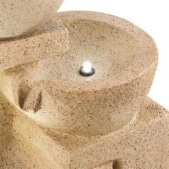 Korinth Zierbrunnen Gartenbrunnen 3W Solar LED Sandsteinoptik -Gartenmöbel 10031399 yy 0004 detail Blumfeldt Korinth Zierbrunnen 3W Sandsteinoptik