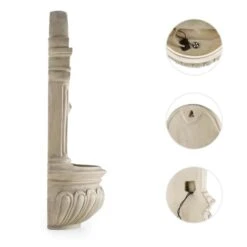 Löwenstein Wandbrunnen Gartenbrunnen Solar 2W LED Polyresin Steinoptik -Gartenmöbel 10031400 yy 0004 detail Blumfeldt Loewenstein Wandbrunnen 2W Steinoptik reedit