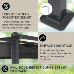 Pantheon 3x4 Pergola Vordach 3x4m Aluminium Sonnendach Polyester Grau 8 Pantheon 3x4 Pergola Vordach 3x4m Aluminium Sonnendach Polyester Grau -Gartenmöbel 10031883 DE 0003 usp