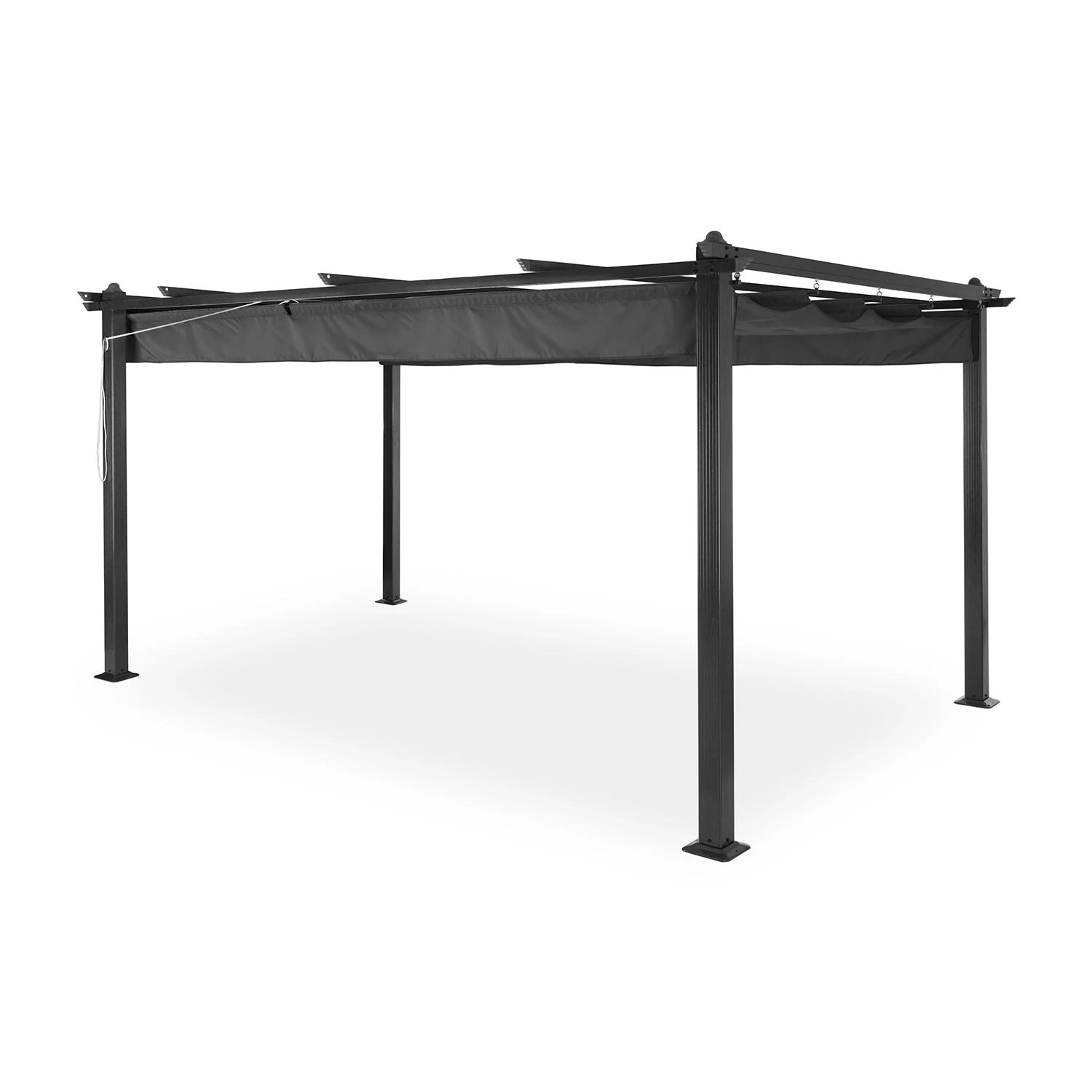 Pantheon 3x4 Pergola Vordach 3x4m Aluminium Sonnendach Polyester Grau 1 Pantheon 3x4 Pergola Vordach 3x4m Aluminium Sonnendach Polyester Grau