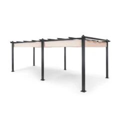 Pantheon 3x6 Pergola Vordach 3x6m Aluminium Sonnendach Polyester Beige