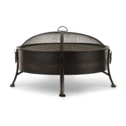 Catania 2-in-1-Feuerschale Ø80cm Funkenschutz Ø70cm Grill Stahl Antik -Gartenmöbel 10032140 uk 0003 front