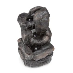 Felsquell Solar-Kaskadenbrunnen Akkubetrieb 2 KW Solarpanel 3 LEDs -Gartenmöbel 10032286 yy 0004 detail Blumfeldt Felsquell Solar Kaskadenbrunnen