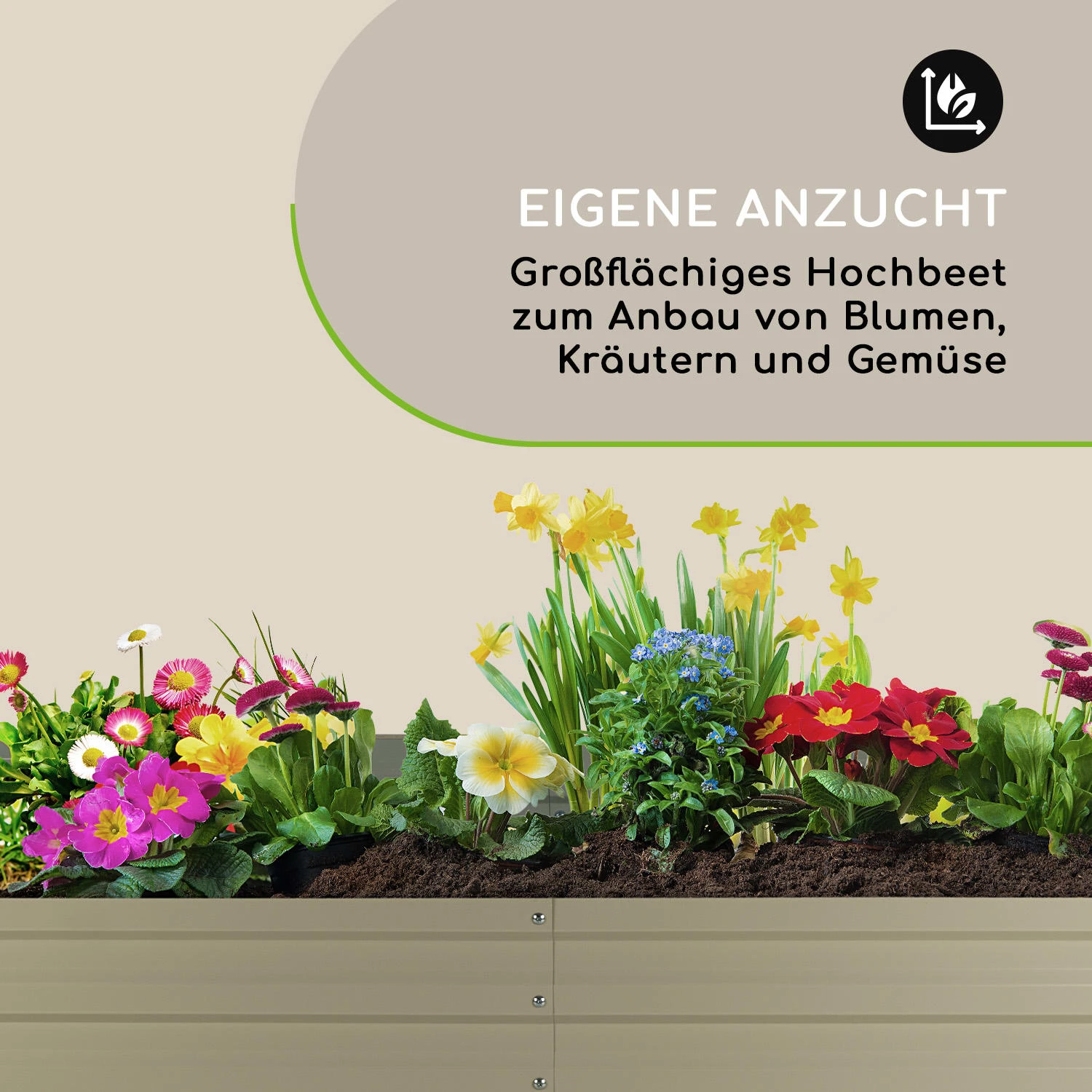 High Grow Straight Hochbeet 180x60x90cm 970l Stahl Verzinkt Silber 6 High Grow Straight Hochbeet 180x60x90cm 970l Stahl Verzinkt Silber – Bild 6