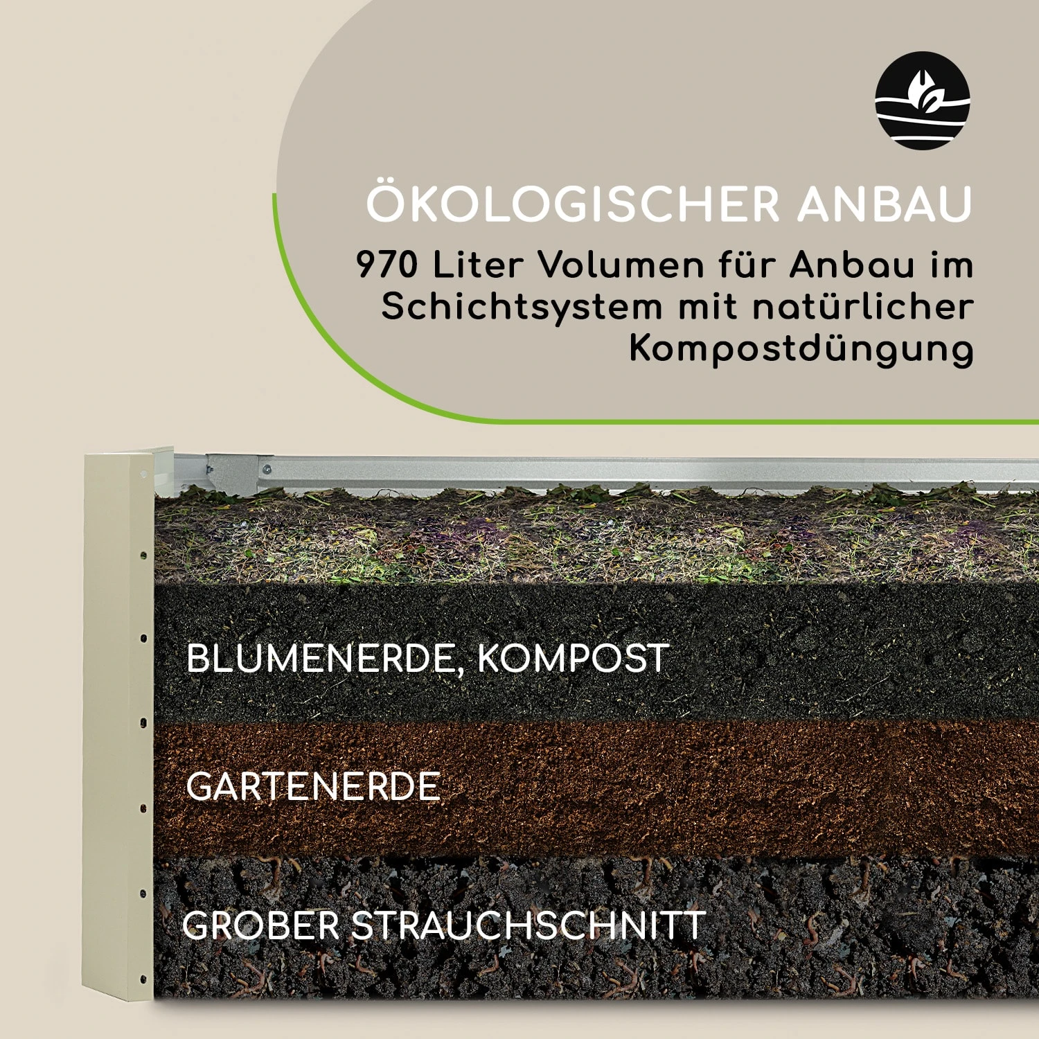 High Grow Straight Hochbeet 180x60x90cm 970l Stahl Verzinkt Silber 8 High Grow Straight Hochbeet 180x60x90cm 970l Stahl Verzinkt Silber – Bild 8