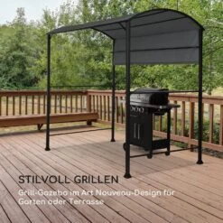 Steakhouse Grilldach 220x215x140cm PE 180 G/m² Flammhemmend Stahl Grau -Gartenmöbel 10032523 de 0005 logo