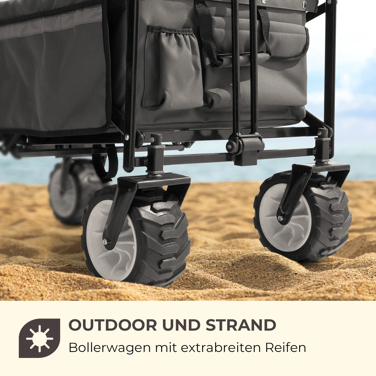 Easy Rider Bollerwagen Bis 70kg Teleskopstange Zusammenklappbar Grau 2 Easy Rider Bollerwagen Bis 70kg Teleskopstange Zusammenklappbar Grau – Bild 2