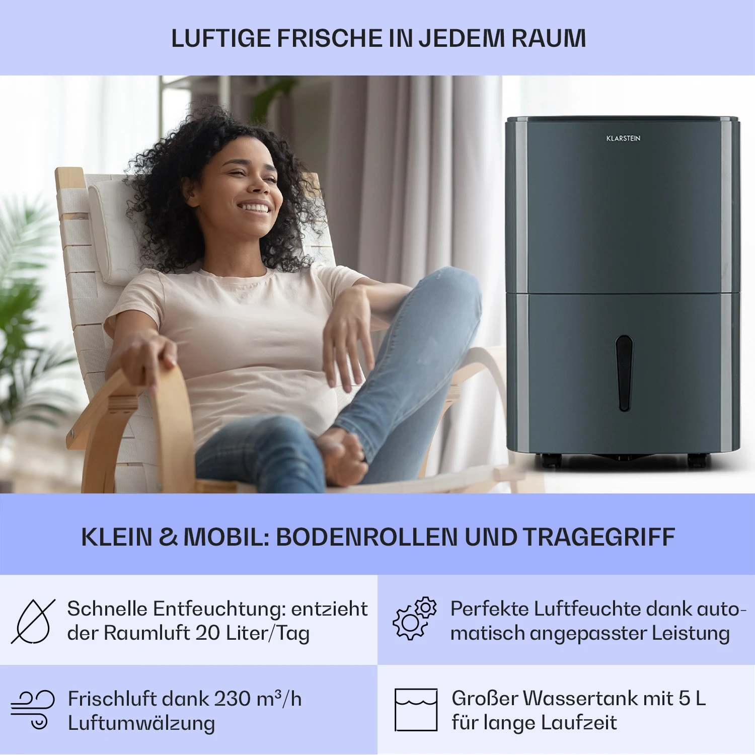 DryFy 20 Luftentfeuchter 420W 20l/d 230m³/h 40-50m² DrySelect 45dB 2 DryFy 20 Luftentfeuchter 420W 20l/d 230m³/h 40-50m² DrySelect 45dB – Bild 2