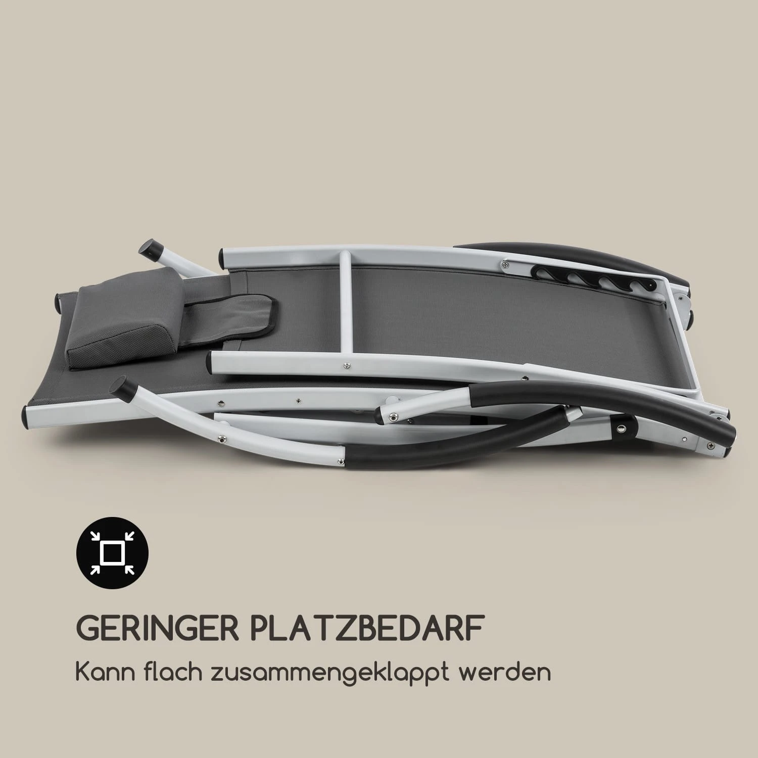 Sun Valley Sonnenliege Zusammenklappbar Kopfkissen Grau 7 Sun Valley Sonnenliege Zusammenklappbar Kopfkissen Grau – Bild 7