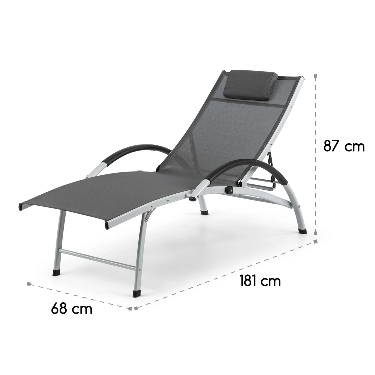 Sun Valley Sonnenliege Zusammenklappbar Kopfkissen Grau 9 Sun Valley Sonnenliege Zusammenklappbar Kopfkissen Grau – Bild 9