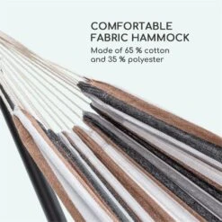 Sri Lanka Swing Hängematte Stahlrahmen 160 Kg Max. Gestreift -Gartenmöbel 10033371 yy 0006 logo Blumfeldt Sri Lanka Swing Haengematte gestreift