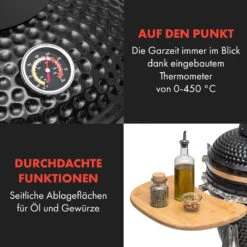 Queensize Kamado Grill Thermometer Abnehmbare Seitenteile Schwarz -Gartenmöbel 10033377 de 0006 logo