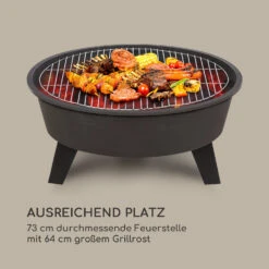 Nolana 2-in-1-Feuerschale Ø73cm Funkenschutz Ø64cm Grill Stahl Schwarz 12 Nolana 2-in-1-Feuerschale Ø73cm Funkenschutz Ø64cm Grill Stahl Schwarz -Gartenmöbel 10033383 de 0004 logo