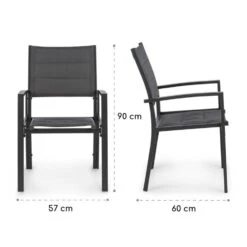 Torremolinos Gartenstühle 2 St. Aluminium ComfortMesh Dunkelgrau -Gartenmöbel 10033404 yy 0009 logo Blumfeldt Torremolinos Gartenstuehle dunkelgrau