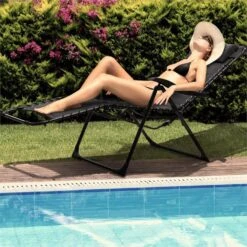 California Dreaming Sonnenliege, Polsterung, Stahlrahmen, Schwarz -Gartenmöbel 10033474 yy 0003 logo Blumfeldt California Dreaming Sonnenliege schwarz