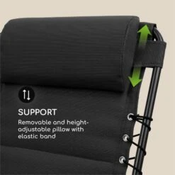 California Dreaming Sonnenliege, Polsterung, Stahlrahmen, Schwarz -Gartenmöbel 10033474 yy 0007 logo Blumfeldt California Dreaming Sonnenliege schwarz