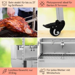 Sauenland Pro Spanferkelgrill Drehspieß 13W 4 Rollen Edelstahl -Gartenmöbel 10033566 de 0005 usp