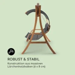 Maui Hollywoodschaukel 110 Cm 2-Sitzer Massivholz Polyester Dunkelgrau -Gartenmöbel 10033573 de 0003 logo