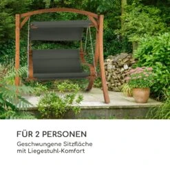 Maui Hollywoodschaukel 110 Cm 2-Sitzer Massivholz Polyester Dunkelgrau -Gartenmöbel 10033573 de 0004 logo