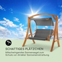 Maui Hollywoodschaukel 110 Cm 2-Sitzer Massivholz Polyester Dunkelgrau -Gartenmöbel 10033573 de 0007 logo