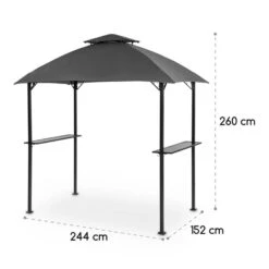 Steakhouse Al Sur Pavillon 244x260x152cm 160 G Flammhemmend Stahl Grau -Gartenmöbel 10033609 yy 0009 logo Blumfeldt Steakhouse al Sur Pavillon grau