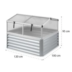 High Grow Advanced Hochbeet Mit Dach 120x95x100cm 540l Stahl Verzinkt -Gartenmöbel 10034687 yy 0008 logo Blumfeldt High Grow Advanced Hochbeet silber