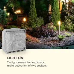 Power Rock Twilight 5 4-fach-Gartensteckdose IP44 Dämmerlichtsensor 5m -Gartenmöbel 10034693 yy 0003 logo Waldbeck Power Rock Twilight Gartensteckdose