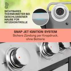 Tomahawk Gasgrill 4x3,6 KW + 2,7 KW Brenner 66x43,5 Cm Grill Edelstahl -Gartenmöbel 10034710 de 0004 usp