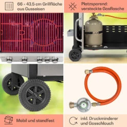 Tomahawk Gasgrill 4x3,6 KW + 2,7 KW Brenner 66x43,5 Cm Grill Edelstahl -Gartenmöbel 10034710 de 0005 usp