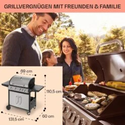 Tomahawk Gasgrill 4x3,6 KW + 2,7 KW Brenner 66x43,5 Cm Grill Edelstahl -Gartenmöbel 10034710 de 0006 usp