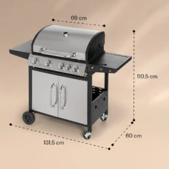Tomahawk Gasgrill 4x3,6 KW + 2,7 KW Brenner 66x43,5 Cm Grill Edelstahl -Gartenmöbel 10034710 yy 0008 dimensions