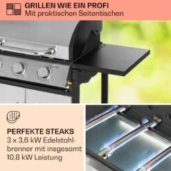 Tomahawk Gasgrill 3 X 3,6 KW Brenner 60 X 43,5 Cm Grill Edelstahl -Gartenmöbel 10034711 de 0003 usp