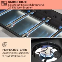 Tomahawk Gasgrill 5x3,6 KW + 2,7 KW Brenner 80x43,5 Cm Grill Edelstahl -Gartenmöbel 10034712 de 0003 usp