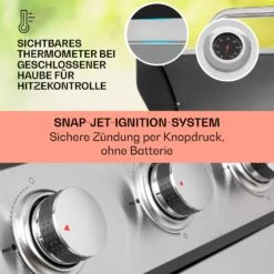 Tomahawk Gasgrill 5x3,6 KW + 2,7 KW Brenner 80x43,5 Cm Grill Edelstahl -Gartenmöbel 10034712 de 0004 usp