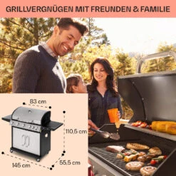 Tomahawk Gasgrill 5x3,6 KW + 2,7 KW Brenner 80x43,5 Cm Grill Edelstahl -Gartenmöbel 10034712 de 0006 usp