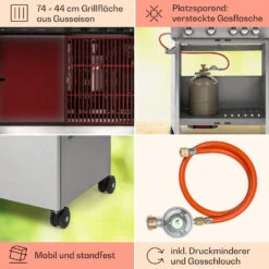 Valkyrie Gasgrill 4x3,5 KW + 3,15 KW Brenner 74x44 Cm Grill Edelstahl -Gartenmöbel 10034715 de 0005 usp